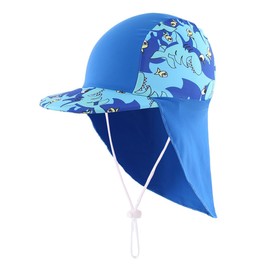 Connectile Kids' Summer UV Protection Flap Cap, Quick Drying, Water Play, Sun Hat, For Kids, Boys, Girls, Flap Hat, blue