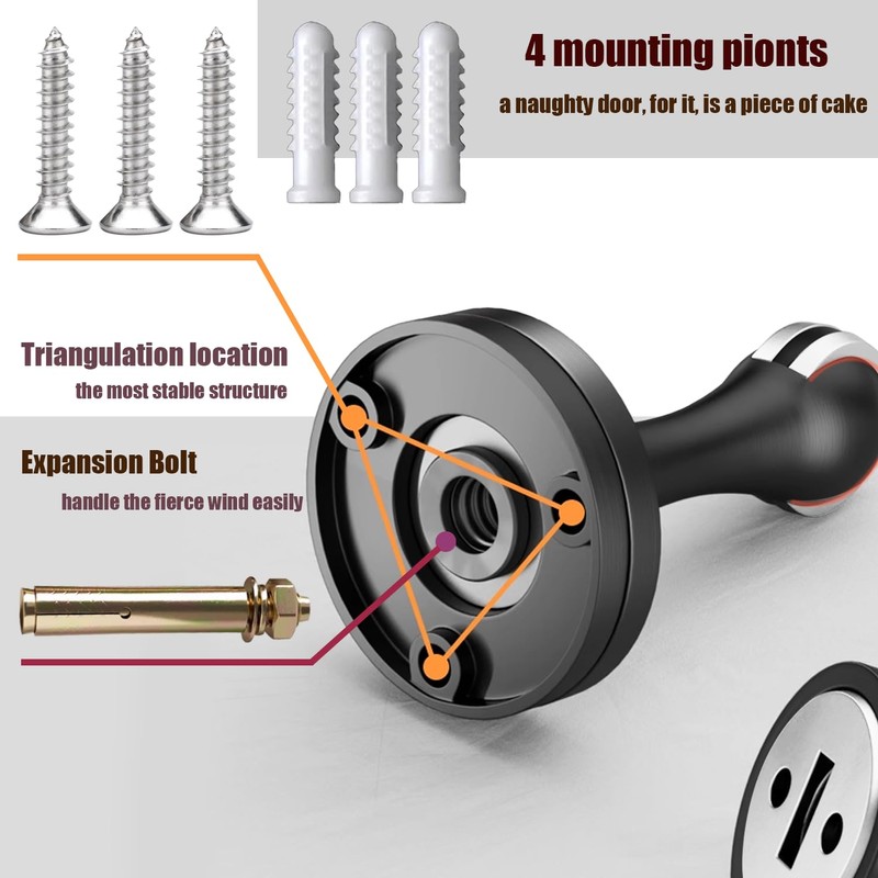 Solid Mental Magnetic Door Stop, Wall Mounted, Oil Rubbed Bronze,