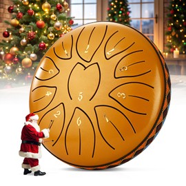 Tongue Drum, Sunowl 6 Inch 11 Tones Steel Tongue Drum Set, Steel Tongue Drum for Beginners, Children, Adults, Handpan Steel Drum with Drum Bag for Meditation, Sound Healing (Gold)