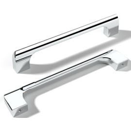 monti hardware | 15 Pack Polished Chrome 5 Inch Hole Center | Solid Metal Cabinet Handles Bathroom Home Decor Drawer Pulls | Stainless Metal Kitchen Cabinet Handles | Etna Collection