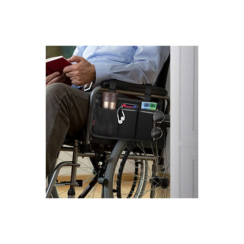 FINPAC Wheelchair Side Storage Bag w/Reflective Strips & Name Card