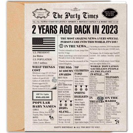 DUGUTUL 2nd Birthday Card, 2nd Birthday Decoration, Birthday Card for 2 Year Old Boys Girls, Envelope Included