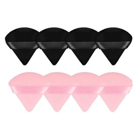 FAVYC 8Pcs Triangle Powder Puffs Face Soft Triangle Makeup Puff Velour Cosmetic Sponge Beauty Makeup Tools (Black and Pink)