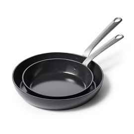GreenPan Craft Noire 8” and 10” Frypan Skillet Set, Non-Toxic PFAS-Free Hard Anodized Healthy Ceramic Nonstick, Induction Suitable, Dishwasher Safe, Black