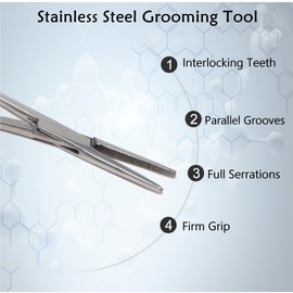 Pet Tweezer Straight Hemostat Forceps for Dog Grooming Nose and Ear Hair Pull - 5.5" (Chrome)