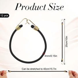 12 Pack Mini Bungee Cords with Hooks 10 Inch Short Bungee Cords,Multicolor Rubber Bungee Straps for Bicycle,Camping,Tools,Tarpaulin and Cargo,Hanging Christmas Ornaments