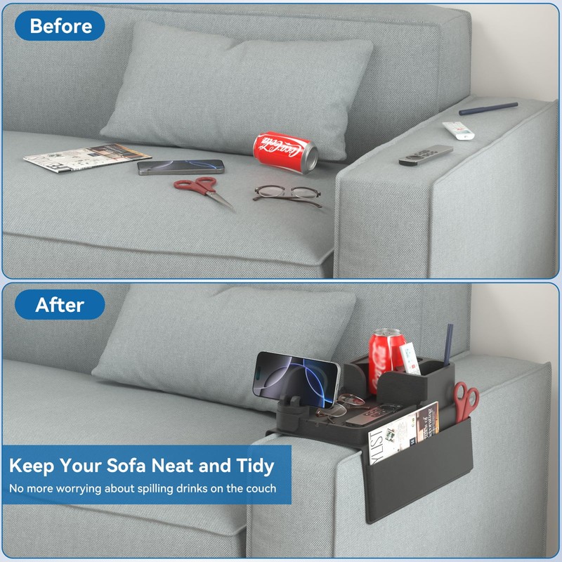 Couch Arm Cup Holder CLESOO Couch Arm Tray Anti-Slip Couch