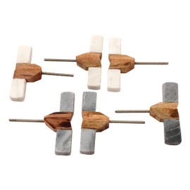 Nacnic Set of 6 rectangular stone and wood knobs. 63 mm | Beautiful handles | Suitable for wardrobes, cupboards, drawers, doors... Elegant multi-purpose handles.