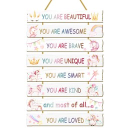 Rutiyoka Unicorn Room Decor for Girls Bedroom Girls Room Wall Decor Inspirational Wall Art for Kids Room Decor Wood Wall Decorations Little Girl Nursery Room Decor Toddler Room Sign (Unicorn)