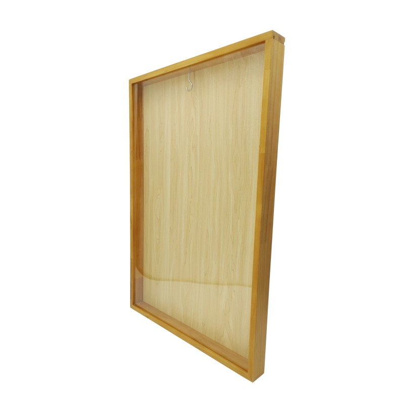 FixtureDisplays Golden Oak Finish Shadow Box Jersey Display Case 24"