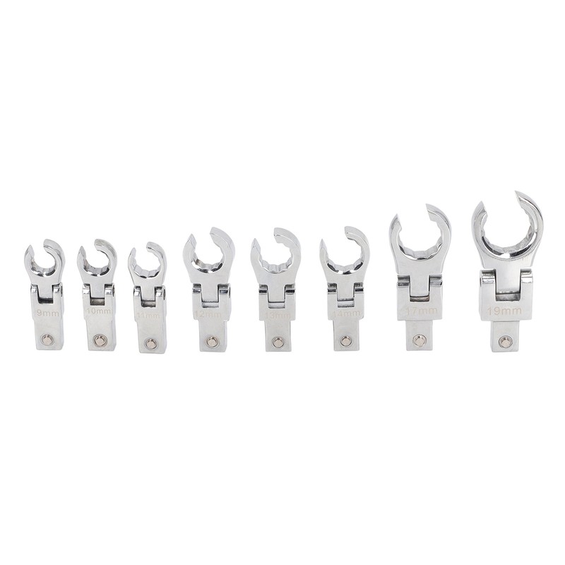 9Pcs Replaceable Wrench Set Flexible Head 180° Rotating Torsion Wrench