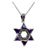 Jewish Star of David Sterling Silver Purple Cubic Zirconia, Marcasite