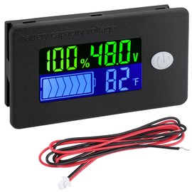 Drok 48 Volt Battery Meter, 10-100v Golf Cart Battery Meter DC Voltage Regulator Car Battery Tester 12v RV Battery Monitor 48v Lithium Battery Tester Battery Capacity Tester Car Voltage Meter Tester