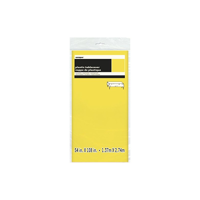 Unique Party 50390 - Soft Yellow Plastic Tablecloth, 9ft x