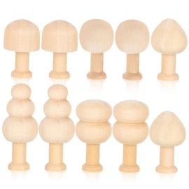 DOITOOL 10pcs Unfinished Wooden Miniature Mushroom Set for DIY Painting Creative Craft Decoration for Smooth Texture Durable Wood Material Assorted for Artistic Fun and Imagination