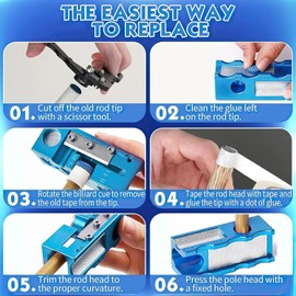 TAIPOXUN 11-in-1 Aluminum Alloy Pool Cue Tip Shaper, Pool cue Tips Replacement kit, Billiards Accessories Tool, Pool Stick Tips, Pool Table Accessories for Replacement and Shaping Cue Tips (Blue)