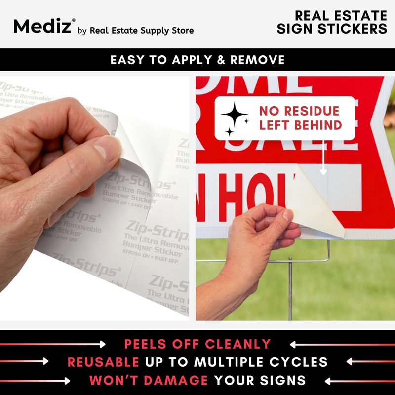 Real Estate Listing Vinyl Sign Stickers - Removable & Reusable