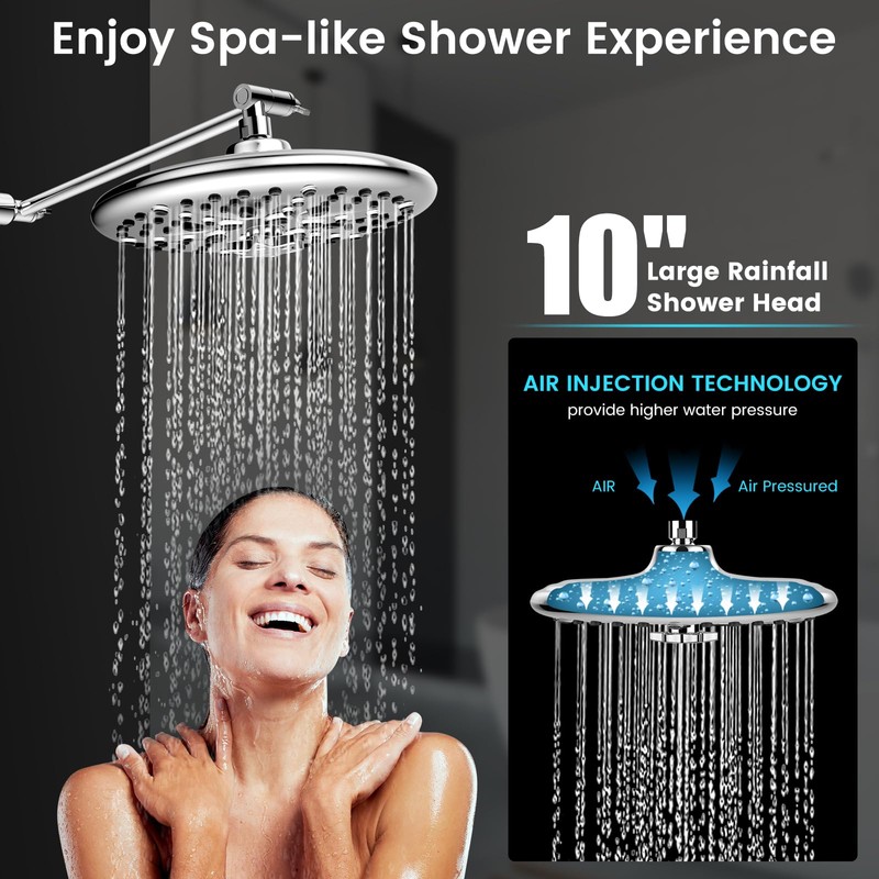 FEELSO 10" High Pressure Shower Head Combo with Handheld Spray,