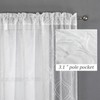 VISIONTEX 2 Pieces Moroccan Trellis Embroiderd White Sheer Curtains, Euro
