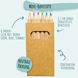 JEKA Set of 25 colouring pencils with 6 coloured pencils, party bags, wedding, party bags, children's birthday, restaurant children, small children's gifts, children's party, mini sets of colouring