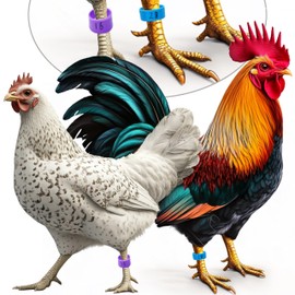 RONDURE Chicken Leg Bands Poultry Tags for Legs DIY Numbered Chicken Ankle Bands for Easy Identification - 100PCS 5 Colors