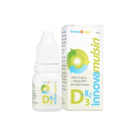 innova Mulsin Vitamin D3 + K2 Drops | 100% Bioavailability as Emulsion | No Dyes | Germany