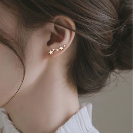 Iaceble Boho Tiny Star Ear Climber Earrings Gold Star Ear Crawler Earrings Minimalist Star Stud Earrings Lucky Star Ear Cuff Earring Jewelry for Women