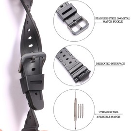Resin Strap Compatible with Casio G-shock DW-5900 DW-9052 DW-5600 GW-6900 DW-6900 G-6900 Mens Replacement Watch Band Sports Waterproof Bracelet (Black Black buckle)