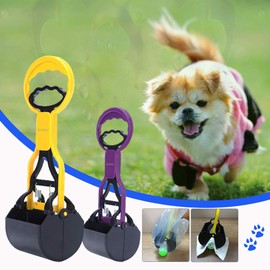 Andiker Pooper Scooper for Pets, Portable Pet Waste Scooper, Dog Poop Scoop, Pet Waste Jaw Clamp Scooper, High Elastic Spring (Yellow)