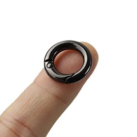 2pcs Round Zinc Alloy Locking Carabiner 10mm O-Ring Spring Buckle Round Snap Key Ring Clip for Bag Purse (black, 2)