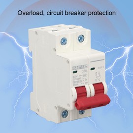 DC Circuit Breaker, DC 500V 50A 2P Isolator for PV Solar Systems, Thermal Magnetic Trigger, Circuit Breaker for DIN Rail Mounting, DC Isolator Switch DZ47 63Z C50