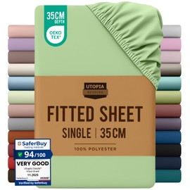 Utopia Bedding Fitted Sheet Single, Sage - Deep Pocket 14 inch (35 cm) - Easy Care - OEKO-TEX Certified - Soft Brushed Microfibre Fabric - Shrinkage and Fade Resistant - Bottom Sheet