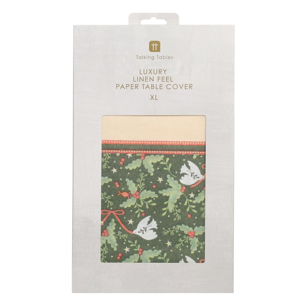 Talking tables Large Linen Feel Luxury Christmas Paper Tablecloth for