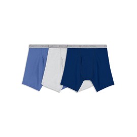 Fruit of the Loom Men's Work Gear with Enhanced Durability & Cooling, Boxer Brief-Coolzone Fly-3 Pack Assorted Blues, Small