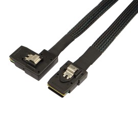 Jopto 0.8m Internal Mini SAS 36-Pin SFF-8087 to Right Angle 90 Degree SFF-8087 Cable, 80cm Flat Left Angled 90 Degree, SAS and SATA Compatible, High Speed Data Transfer