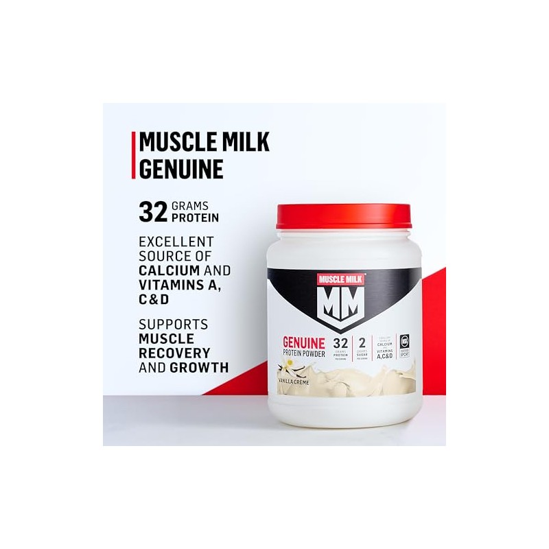 Muscle Milk Genuine Protein Powder, Strawberries 'N Crème, 32g Protein,