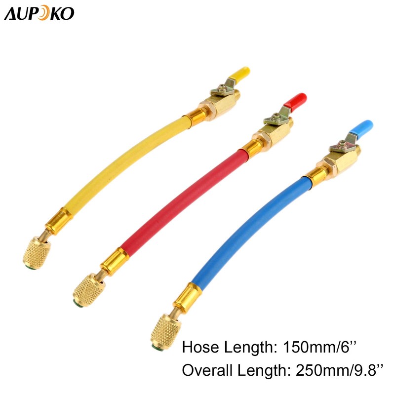 R134A R410A R22 R12 Charging Hoses and Ball Valve Set,