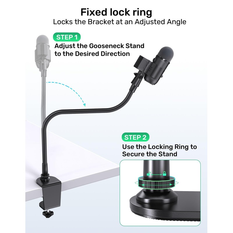 Heavy Duty Metal Table Microphone Clamp with 5/8 Thread, Desk