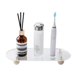 Bathroom Vanity Tray Acrylic Decorative Tray Oval Display Risers Dish Soap Holder for Bathroom, Kitchen Counter, Sink, Dresser, Clear