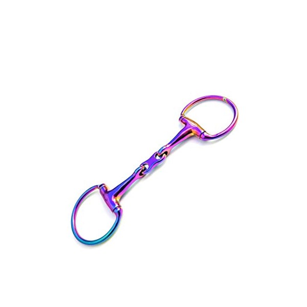 Lift Sports Rainbow Multi Color Horse Egg Butt Snaffle Bit French Link Mouth Piece Tack Equestrian Stainless Steel (5 Inch)