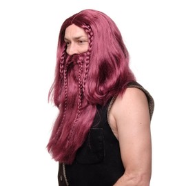 Wig Me Up RJ033 Men's Wig & Beard Wig, Carnival, Viking, Barbar, German, Long, Braided