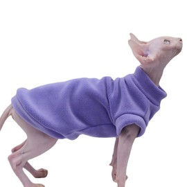 Hairless Cat Clothes Warm Thickness Soft Cat Apparel for Sphynx Cats,Devon Rex Cats,Cornish Cats and Small Cats (Purple, Large)