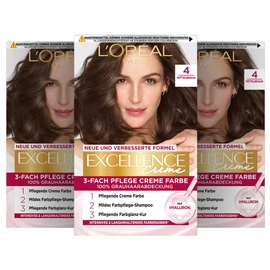 L'Oréal Paris Excellence Cream Pack of 3 x 268 g 4 Medium Brown