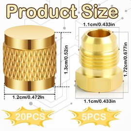 Incycall 1/4'' Flare Caps, Round Brass HVAC Locking Cap, W/Neoprene O-Ring Seal AC Service HVAC Valve Caps (20PCS 1/4'' Flare Cap+5PCS 1/4" O.D)