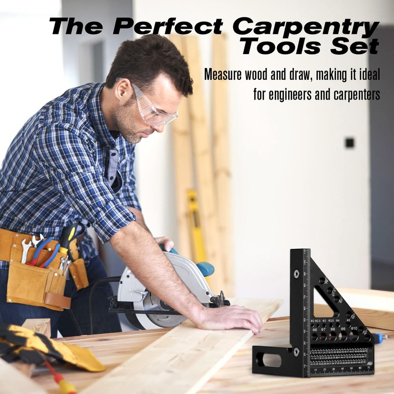3D Speed Square Tools 22.5-90° Aluminum Alloy Combination Set Square