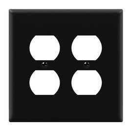 ENERLITES Double Duplex Wall Plate, Two Gang Electrical Outlet Cover, Gloss Finish, Mid-Size 2-Gang 4.88" x 4.92", Unbreakable Polycarbonate Thermoplastic, UL Listed, 8822M-BK, Black