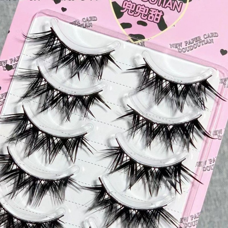 5 Pairs Wet Eyelashes False Eyelashes Japanese Thick Anime False
