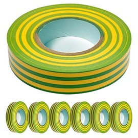 Electriduct Vinyl Electrical Tape - 0.6 in x 33 ft (10 yards) - General Purpose, PVC Insulation - Yellow/Green - 6 Rolls