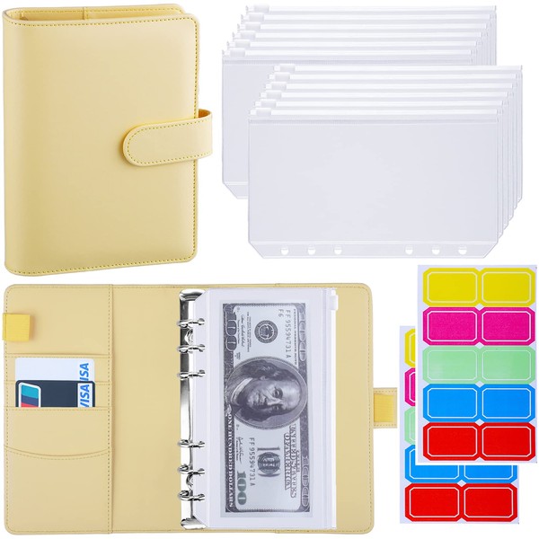 Antner A6 Budget Binder with Zipper Cash Envelopes for Money
