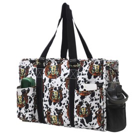 NGIL Zip-Top Tote Bag with Exterior Pockets for Working Women, Teachers, Nurses, and Moms, Design in USA (NGIL Zip-Horseshoe-Balck)